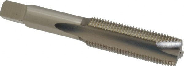 Hertel - M16x1.50 Metric Fine, 3 Flute, Bright Finish, High Speed Steel Spiral Point Tap - Plug Chamfer, Right Hand Thread, 3-13/16" OAL, 1-13/16" Thread Length, 0.48" Shank Diam - Exact Tooling
