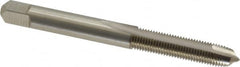 Hertel - M6x0.75 Metric Fine, 2 Flute, Bright Finish, High Speed Steel Spiral Point Tap - Plug Chamfer, Right Hand Thread, 2-1/2" OAL, 1" Thread Length, 0.255" Shank Diam - Exact Tooling
