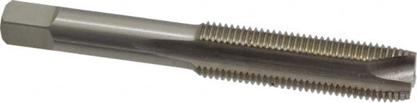 Hertel - M12x1.25 Metric Fine, 3 Flute, Bright Finish, High Speed Steel Spiral Point Tap - Plug Chamfer, Right Hand Thread, 3-3/8" OAL, 1-21/32" Thread Length, 0.367" Shank Diam - Exact Tooling
