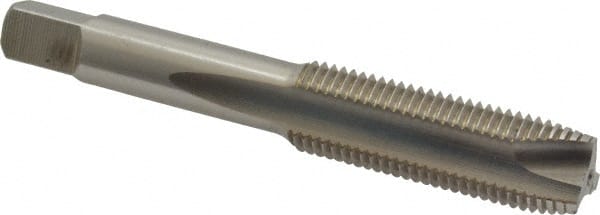 Hertel - M14x1.50 Metric Fine, 3 Flute, Bright Finish, High Speed Steel Spiral Point Tap - Plug Chamfer, Right Hand Thread, 3-19/32" OAL, 1-21/32" Thread Length, 0.429" Shank Diam - Exact Tooling