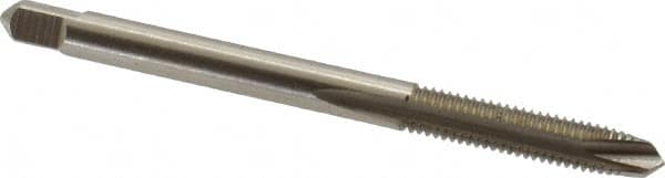 Hertel - #8-36 UNF, 2 Flute, Bright Finish, High Speed Steel Spiral Point Tap - Plug Chamfer, Right Hand Thread, 2-1/8" OAL, 3/4" Thread Length - Exact Tooling