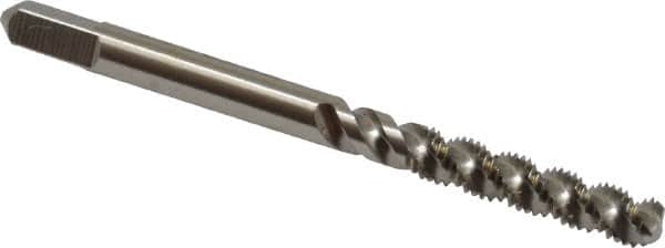 Hertel - #6-40 UNF, 3 Flute, 52° Helix, Bottoming Chamfer, Bright Finish, High Speed Steel Spiral Flute STI Tap - 2-3/8" OAL - Exact Tooling