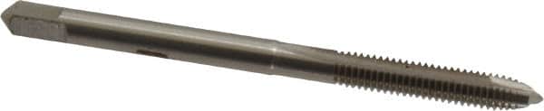 Hertel - #4-40 UNC, H1, 2 Flutes, Plug Chamfer, Bright Finish, High Speed Steel Spiral Point STI Tap - 2" OAL, 11/16" Thread Length - Exact Tooling