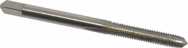 Hertel - M4x0.70 Metric Coarse 4 Flute Bright Finish High Speed Steel Straight Flute Standard Hand Tap - Plug, Right Hand Thread, 2-1/8" OAL, 3/4" Thread Length, D2 Limit, Oversize - Exact Tooling