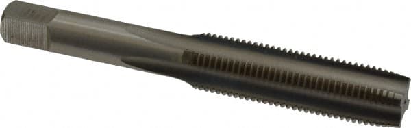 Hertel - M12x1.25 Metric Fine 4 Flute Bright Finish High Speed Steel Straight Flute Standard Hand Tap - Plug, Right Hand Thread, 3-3/8" OAL, 1-21/32" Thread Length, D3 Limit, Oversize - Exact Tooling