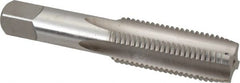 Hertel - M22x2.50 Metric Coarse 4 Flute Bright Finish High Speed Steel Straight Flute Standard Hand Tap - Plug, Right Hand Thread, 4-11/16" OAL, 2-7/32" Thread Length, D7 Limit, Oversize - Exact Tooling