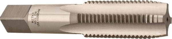 Hertel - M27x3.00 Metric Coarse 4 Flute Bright Finish High Speed Steel Straight Flute Standard Hand Tap - Plug, Right Hand Thread, 5-1/8" OAL, 2-1/2" Thread Length, D8 Limit, Oversize - Exact Tooling