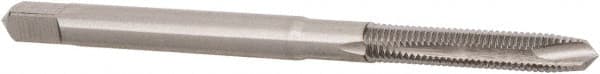 Hertel - M3x0.50 Metric Coarse, 2 Flute, Bright Finish, High Speed Steel Spiral Point Tap - Plug Chamfer, Right Hand Thread, 1-15/16" OAL, 5/8" Thread Length, 0.141" Shank Diam - Exact Tooling
