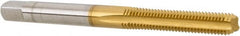 Hertel - M4x0.70 Metric Coarse 4 Flute TiN Finish High Speed Steel Straight Flute Standard Hand Tap - Bottoming, Right Hand Thread, 2-1/8" OAL, 3/4" Thread Length, D2 Limit, Oversize - Exact Tooling