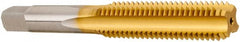 Hertel - M12x1.75 Metric Coarse 4 Flute TiN Finish High Speed Steel Straight Flute Standard Hand Tap - Bottoming, Right Hand Thread, 3-3/8" OAL, 1-21/32" Thread Length, D3 Limit, Oversize - Exact Tooling
