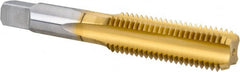 Hertel - M16x2.00 Metric Coarse 4 Flute TiN Finish High Speed Steel Straight Flute Standard Hand Tap - Bottoming, Right Hand Thread, 3-13/16" OAL, 1-13/16" Thread Length, D4 Limit, Oversize - Exact Tooling