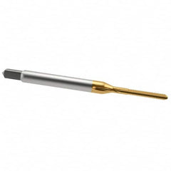 Hertel - M2x0.40 Metric Coarse 6H 3 Flute TiN Finish High Speed Steel Straight Flute Standard Hand Tap - Bottoming, Right Hand Thread, 1-3/4" OAL, 7/16" Thread Length, D3 Limit, Oversize - Exact Tooling