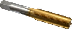 Hertel - M14x1.50 Metric Fine 4 Flute TiN Finish High Speed Steel Straight Flute Standard Hand Tap - Bottoming, Right Hand Thread, 3-19/32" OAL, 1-21/32" Thread Length, D6 Limit, Oversize - Exact Tooling