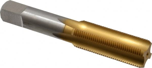 Hertel - M20x1.50 Metric Fine 4 Flute TiN Finish High Speed Steel Straight Flute Standard Hand Tap - Bottoming, Right Hand Thread, 4-15/32" OAL, 2" Thread Length, D6 Limit, Oversize - Exact Tooling