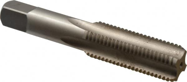 Hertel - M22x2.50 Metric Coarse 4 Flute Bright Finish High Speed Steel Straight Flute Standard Hand Tap - Bottoming, Right Hand Thread, 4-11/16" OAL, 2-7/32" Thread Length, D7 Limit, Oversize - Exact Tooling