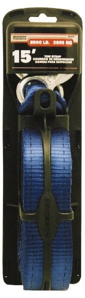 Erickson Manufacturing - 15' Long x 2" Wide, 8,500 Lb Basket Capacity, Polyester Web Sling - Blue, with Hook Ends - Exact Tooling