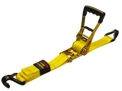 Erickson Manufacturing - 27' Long x 2" Wide, 10,000 Lb Basket Capacity, Polyester Web Sling - Yellow, with Ratchet Tie Down - Exact Tooling