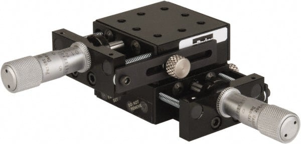 Parker - 25 Lb. Capacity, 6-32 Mount Hole, 1/2" Travel, Precision Ball Bearing Table with Center Drive - X-Y Stage, 8 Mounting Holes, 1-3/4" Long x 1-3/4" Wide x 3/4" High - Exact Tooling