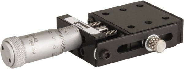 Parker - 3 Kg Capacity, M3 Mount Hole, 13mm Travel, Precision Ball Bearing Table with Center Drive - Single Axis, 6 Mounting Holes, 32-1/2mm Long x 32-1/2mm Wide x 12.7mm High - Exact Tooling