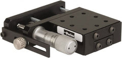Parker - 25 Lb. Capacity, 6-32 Mount Hole, 1/2" Travel, Precision Ball Bearing Table with Side Drive - Single Axis, 8 Mounting Holes, 1-3/4" Long x 1-3/4" Wide x 3/4" High - Exact Tooling