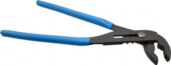 Channellock - 12" OAL, 2-1/4" Max Capacity, 6 Position Tongue & Groove Pliers - V-Jaws, Plastic Dipped Handles - Exact Tooling