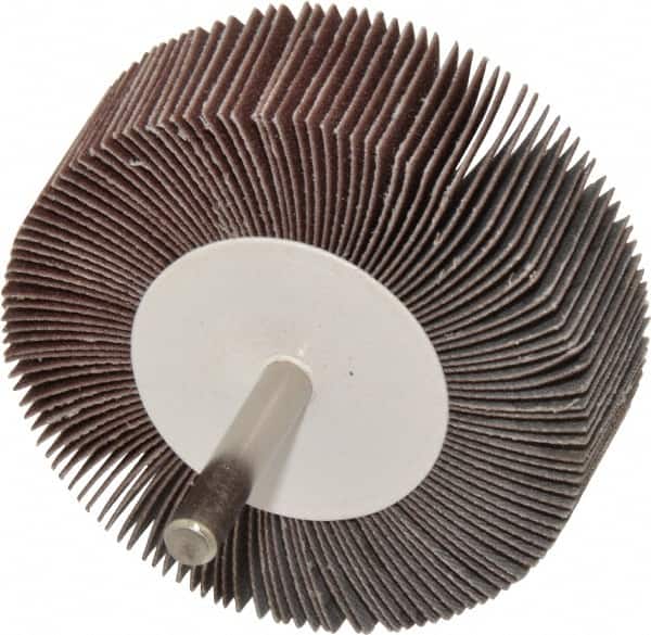 Value Collection - 3" Diam x 1" Face Width, Very Fine Aluminum Oxide Coated Mounted Flap Wheel - 1/4" Shank Mount, 180 Grit, 20,000 Max RPM - Exact Tooling