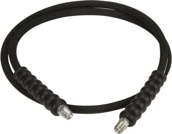 Enerpac - 1/4" Inside Diam x 1/4 NPT 6' Hydraulic Pump Hose - 10,000 psi, 3/8 NPTF Male Opposite End, Rubber - Exact Tooling