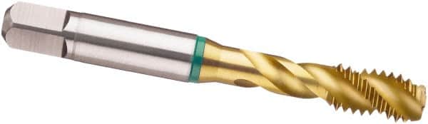 Guhring - #10-32 UNC 3 Flute H11 Modified Bottoming Spiral Flute Tap - Cobalt, TiN Finish, 2.382" OAL, Right Hand Flute, Right Hand Thread, H11, Series 3985 - Exact Tooling