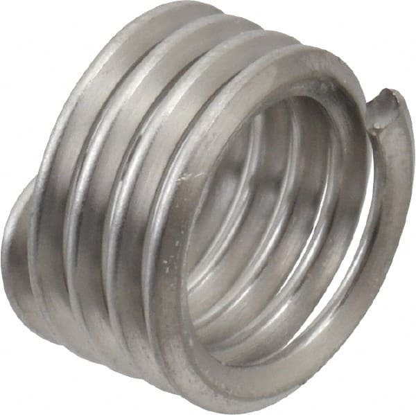 Recoil - 3/8-16 UNC, 3/8" OAL, Free Running Helical Insert - 4-3/8 Free Coils, Tanged, Stainless Steel, Bright Finish, 1D Insert Length - Exact Tooling