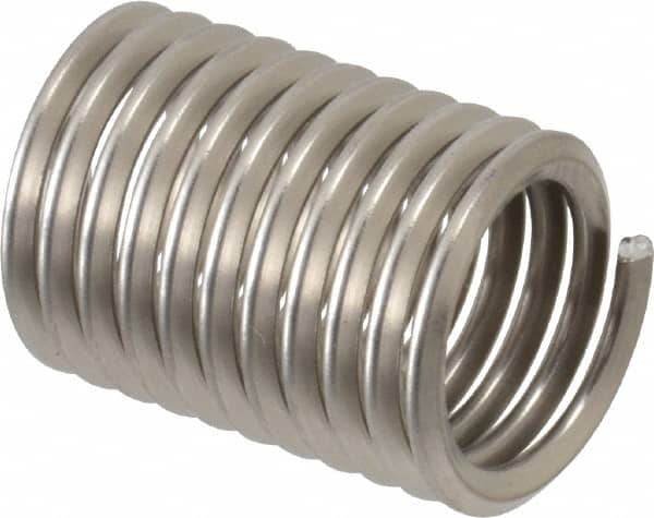 Recoil - 1/2-13 UNC, 1" OAL, Free Running Helical Insert - 11 Free Coils, Tanged, Stainless Steel, Bright Finish, 2D Insert Length - Exact Tooling
