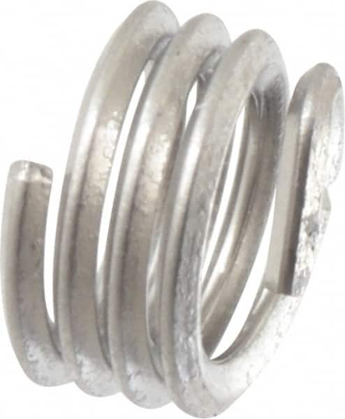 Recoil - #8-32 UNC, 0.164" OAL, Free Running Helical Insert - 3-1/2 Free Coils, Tanged, Stainless Steel, Bright Finish, 1D Insert Length - Exact Tooling