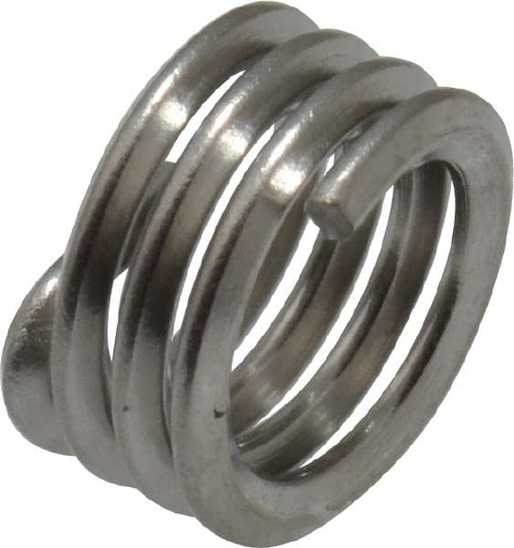 Recoil - #12-24 UNC, 0.216" OAL, Free Running Helical Insert - 3-1/2 Free Coils, Tanged, Stainless Steel, Bright Finish, 1D Insert Length - Exact Tooling