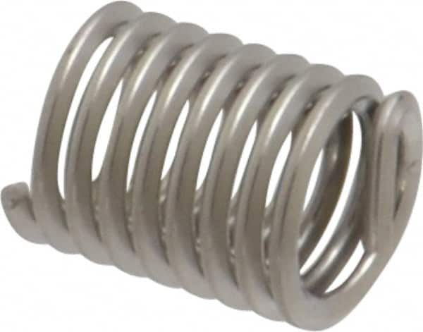 Recoil - #12-24 UNC, 0.432" OAL, Free Running Helical Insert - 8-3/8 Free Coils, Tanged, Stainless Steel, Bright Finish, 2D Insert Length - Exact Tooling