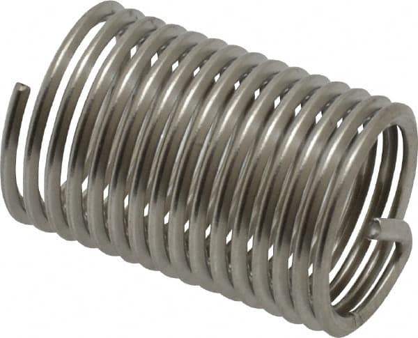 Recoil - 3/8-24 UNF, 3/4" OAL, Free Running Helical Insert - 15 Free Coils, Tanged, Stainless Steel, Bright Finish, 2D Insert Length - Exact Tooling