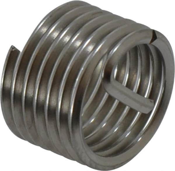Recoil - 7/16-20 UNF, 0.438" OAL, Free Running Helical Insert - 6-5/8 Free Coils, Tanged, Stainless Steel, Bright Finish, 1D Insert Length - Exact Tooling