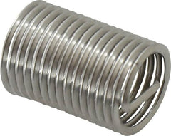 Recoil - 7/16-20 UNF, 7/8" OAL, Free Running Helical Insert - 14-5/8 Free Coils, Tanged, Stainless Steel, Bright Finish, 2D Insert Length - Exact Tooling