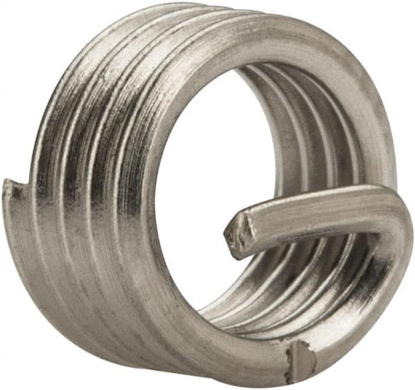 Recoil - #10-32 UNF, 0.19" OAL, Free Running Helical Insert - 4-1/8 Free Coils, Tanged, Stainless Steel, Bright Finish, 1D Insert Length - Exact Tooling
