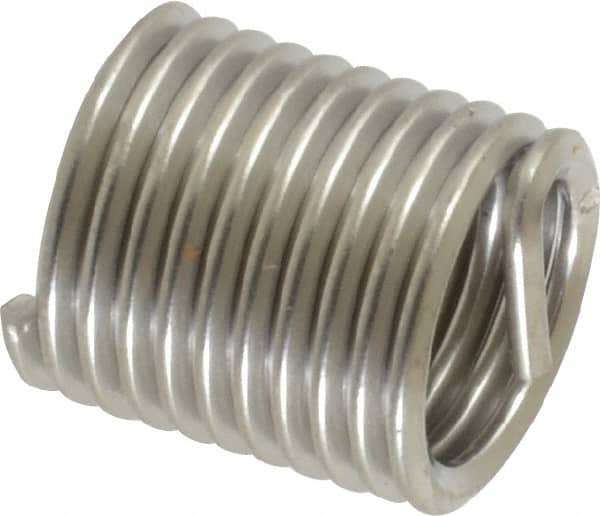 Recoil - M8x1.25 Metric Coarse, 16mm OAL, Free Running Helical Insert - 10-1/4 Free Coils, Tanged, Stainless Steel, Bright Finish, 2D Insert Length - Exact Tooling