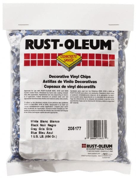 Rust-Oleum - Black/White/Blue Vinyl Floor Chips - 1 Lb Plastic Bag - Exact Tooling