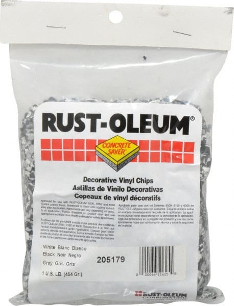 Rust-Oleum - Black/White/Gray Vinyl Floor Chips - 1 Lb Plastic Bag - Exact Tooling