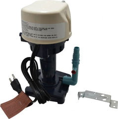 Little Giant Pumps - 0.9 Amp, 115 Volt, 1/70 hp, 1 Phase, Thermal Plastic Evaporative Cooler Pumps Machine Tool & Recirculating Pump - 5.1 GPM, 9.5 psi, 9" Overall Height, 4-1/2" Body Length, ABS Impeller, Open Fan Cooled Motor - Exact Tooling
