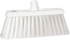 Vikan - 12" Heavy Duty Synthetic Push Broom - 4" Bristle Length, Plastic Block, European Threaded Handle Connection - Exact Tooling