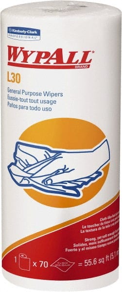 WypAll - L30 Dry General Purpose Wipes - Small Roll, 10-3/8" x 11" Sheet Size, White - Exact Tooling