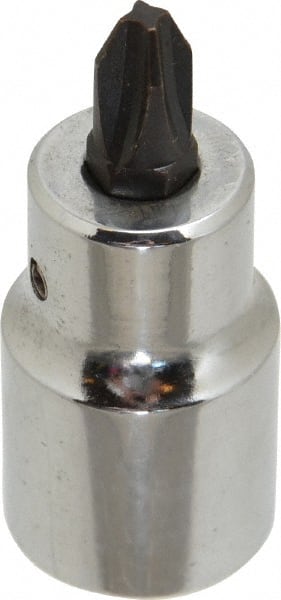 Proto - 1/2" Drive, #3 Point, Phillips Screwdriver Socket - 2-5/32" OAL - Exact Tooling