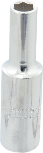 Proto - 3/8", 1/2" Drive, Deep Hand Socket - 6 Points, 3-1/4" OAL, Chrome Finish - Exact Tooling