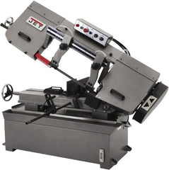 Jet - 10 x 18" Max Capacity, Manual Step Pulley Horizontal Bandsaw - 82, 132, 210 & 330 SFPM Blade Speed, 230 Volts, 45°, 2 hp, 1 Phase - Exact Tooling