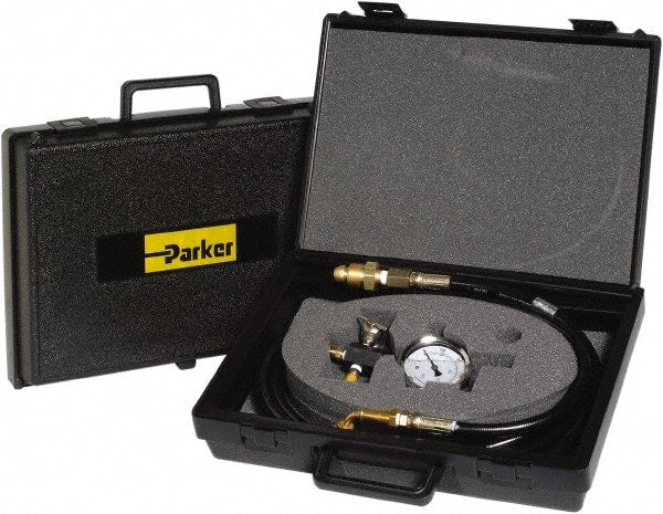 Parker - Accumulator Charging & Gauge Assembly - Includes 3,000 psi Gage, Charging Assembly, Gas Bleeder Valve, Charging Hose and Carrying Case, Use with Hydraulic Accumulators - Exact Tooling