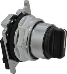 Eaton Cutler-Hammer - 30-1/2mm Mount Hole, 2 Position, Knob Operated, Selector Switch with Cam and Cap - Black, Maintained (MA) - Exact Tooling