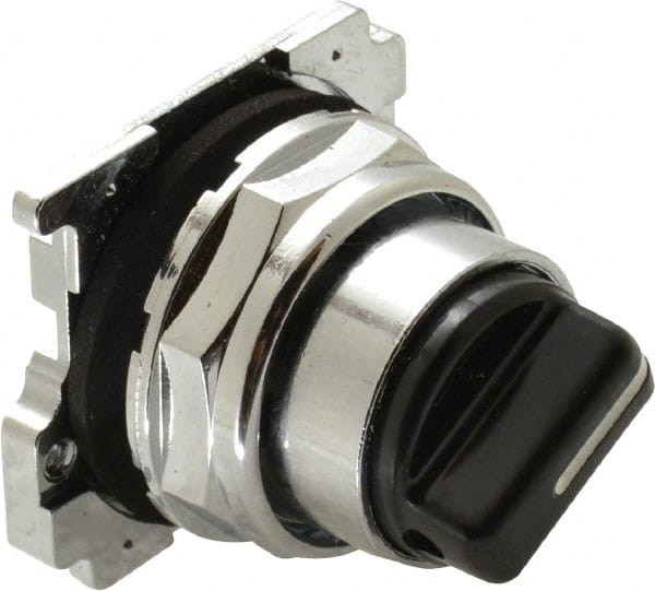 Eaton Cutler-Hammer - 30-1/2mm Mount Hole, 2 Position, Knob Operated, Selector Switch with Cam and Cap - Black, Maintained (MA) - Momentary (MO) - Exact Tooling