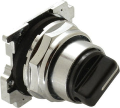 Eaton Cutler-Hammer - 30-1/2mm Mount Hole, 2 Position, Knob Operated, Selector Switch with Cam and Cap - Black, Maintained (MA) - Momentary (MO) - Exact Tooling